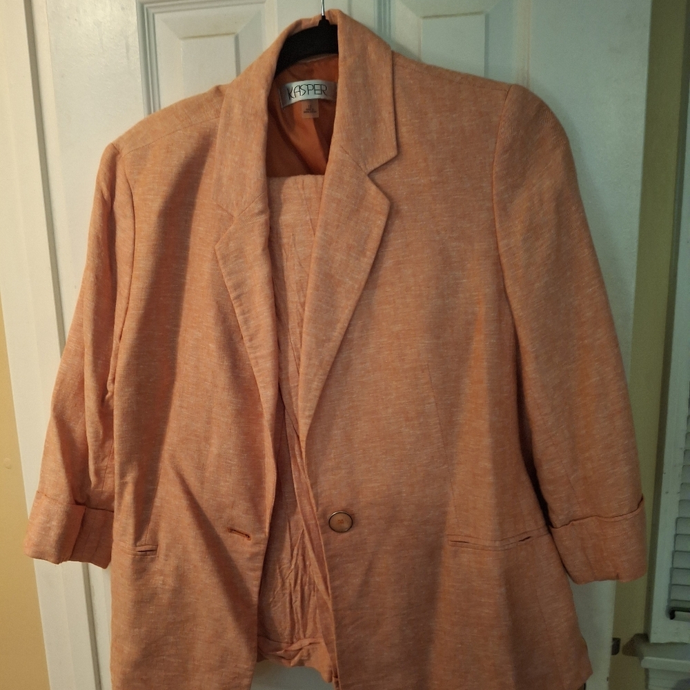 Kasper Coral Blazer and Pants Ensemble